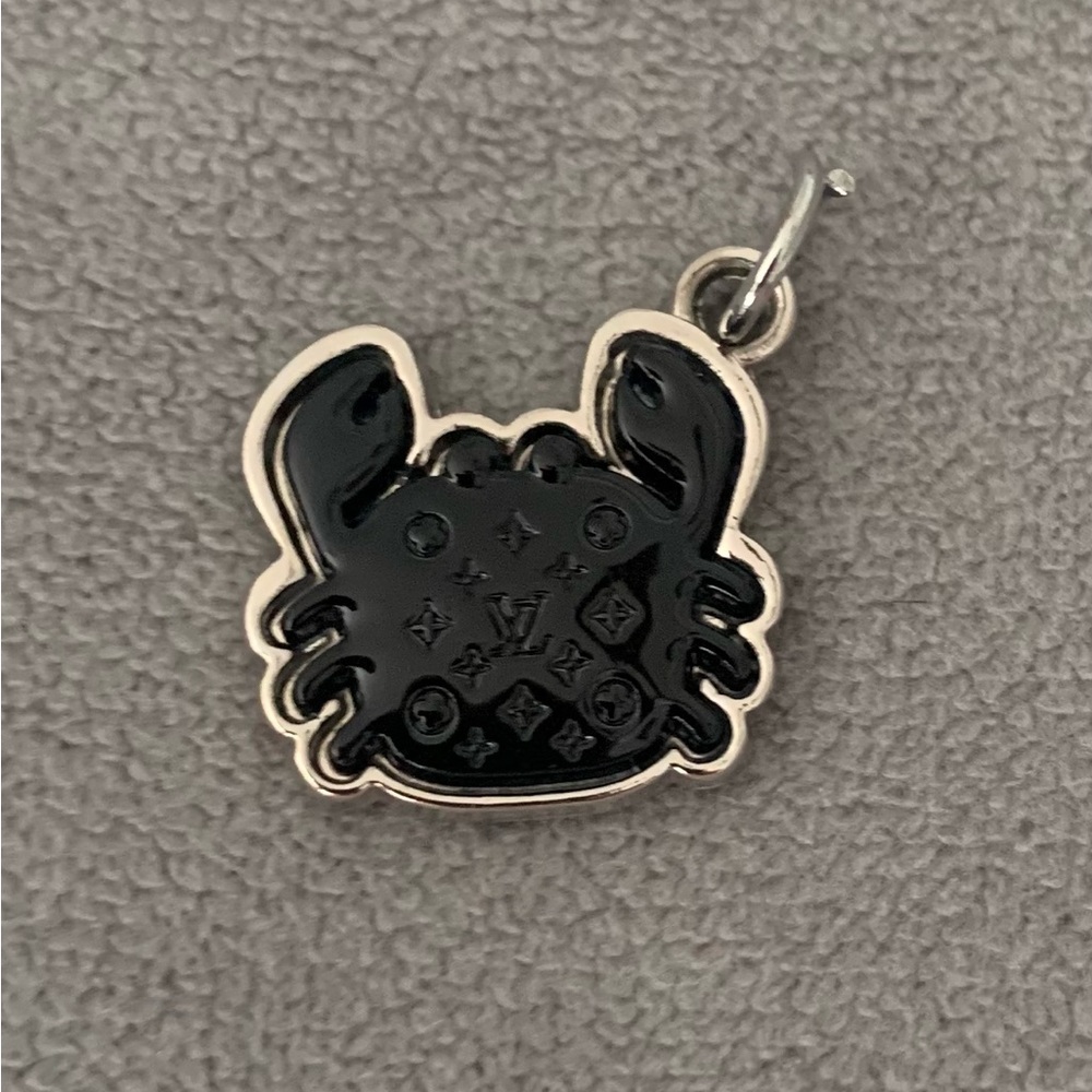Upcycled Black and Silver Crab Charm